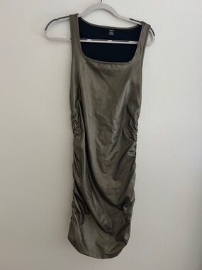 SHEIN Olive/Bronze Tank Ruched Midi Dress